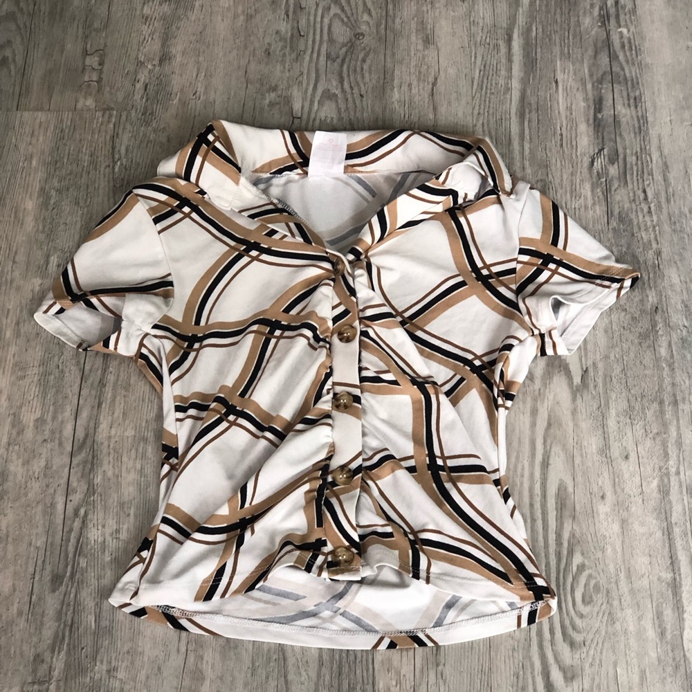 Swirl Print Button Up Crop Top